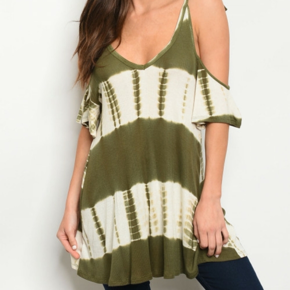 SALE🔥LAST 2! Cold Shoulder Tie Dye Tunic Top - Picture 2 of 8